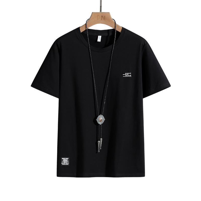 9XL футболка из чистого хлопка мужская свободная с большим круглым вырезом и однотонным спортивным низом с коротким рукавом