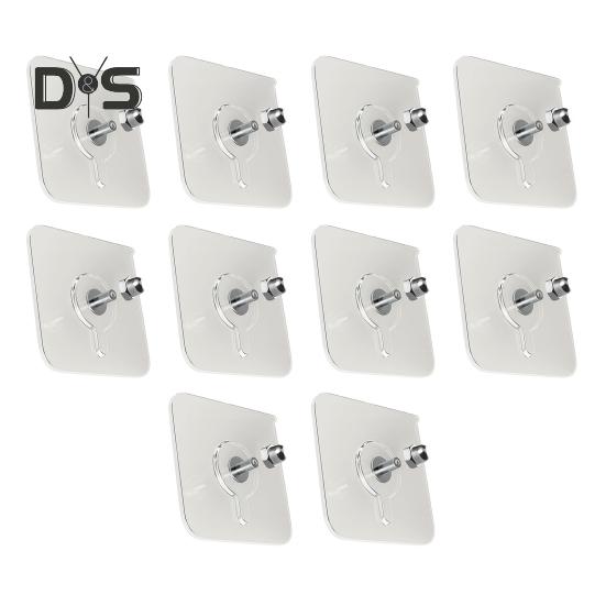 10Pcs Drill Free Adhesive Hooks Strong Load-bearing Waterproof Easy To Install Picture Hangers Wall Mount Screw Hooks