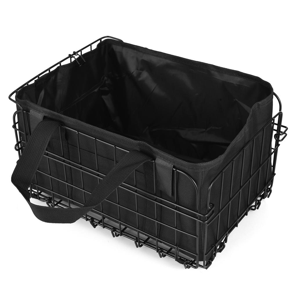 Folding Rear Bike Basket 60L with Removable Liner Bag Rain Cover Net Bag Quick Release Metal for Car