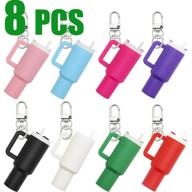 8/3PCS Mini Tumbler Keychain Cute Cup Keychain for Stanley Cup Women Girls School Bag Backpacks Lip Balm Holder Good Party Gift