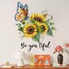 Наклейка на окно «Бабочка и подсолнух» Красочная наклейка для украшения дома, спальни, гостиной, стеклянного декора