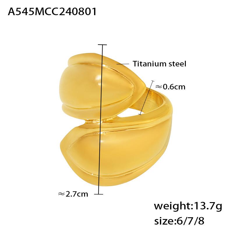 Geometric Asymmetric Ring Personalized Retro Design 18K Gold Plated Titanium Steel Jewelry