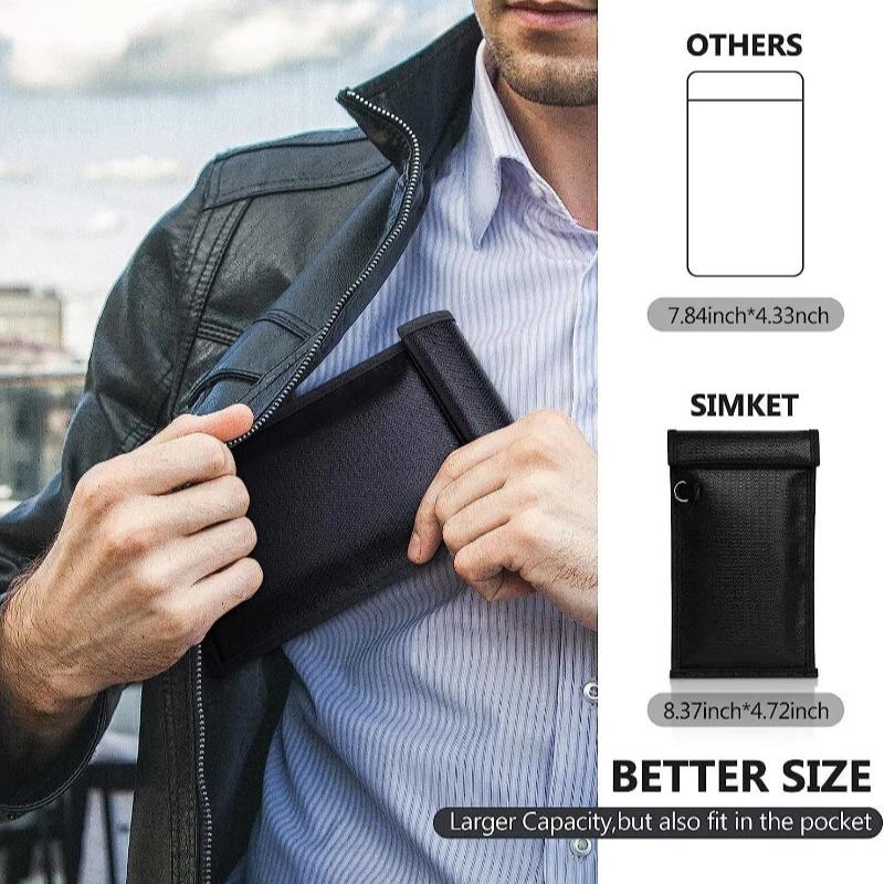 Car Key Signal Shielding Bag RFID Blocking Faraday Pouch Waterproof Fireproof Anti-Theft Protection for Keys Phones Storage