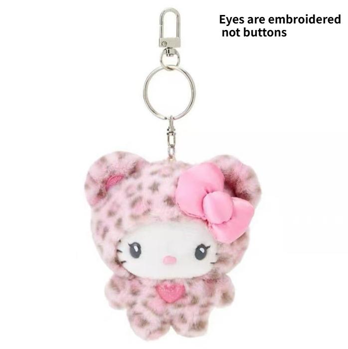 Серия Sanrio с леопардовым принтом Плюшевый брелок-подвеска для сумки Hello Kitty Сладкий подарок на день рождения для детей и девочек