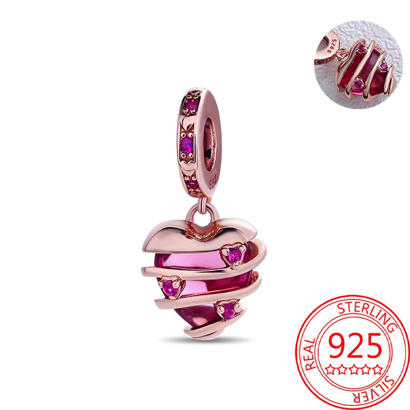 Медь Настоящее Розовое Золото Розовый Осьминог Летняя Черепаха Сердце Подвеска Шарм Подходит для Оригинальных Браслетов Ожерелий Браслет Девушка