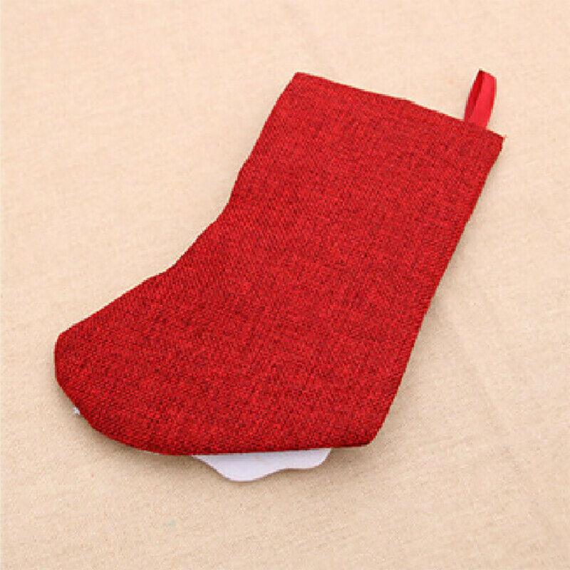 Lovely Xmas Printed Stocking Decorations, Santa Claus Ornament, Linen Tree Hanging Socks, Christmas Gift Candy Bags