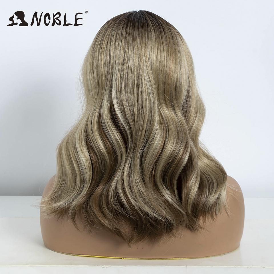 Noble Synthetic Lace Front Wig Body Wave Wig 14 Inch Middle Part Lace Wigs For Women Lace Front Wig Ombre Blonde Golden Wig