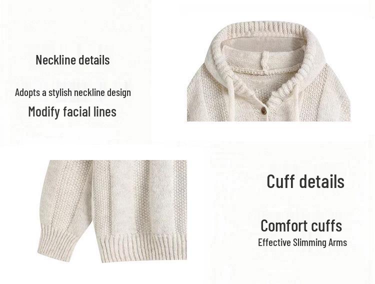 Женское мягкое вязаное пальто-свитер с капюшоном в корейском стиле: Новый пуловер свободного кроя на осень/зиму