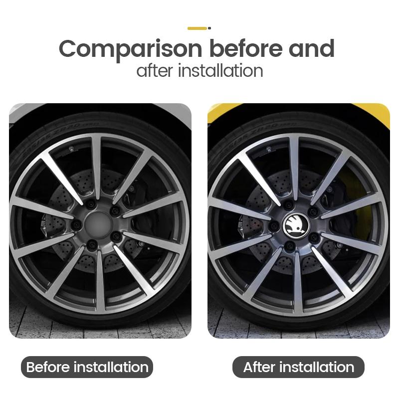 pcs 56mm Car wheel hub cover badge stickers For Skoda Octavia Fabia Kamiq Kapoq Kodiaq Rapid SCALA Superb VRS Car Accessories