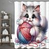 Милый кот, играющий с шерстяными клубочками, занавеска для душа, декоративная занавеска для ванной, водонепроницаемая занавеска для душа с крючками