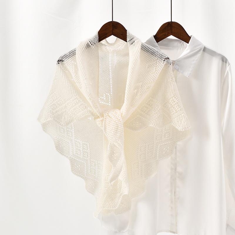 Newest Fashion Hollow Out Knitting Cotton Shawl For Woman Solid Color Elegant Scarf Casual Ladies Sun Protection Poncho 150*45cm