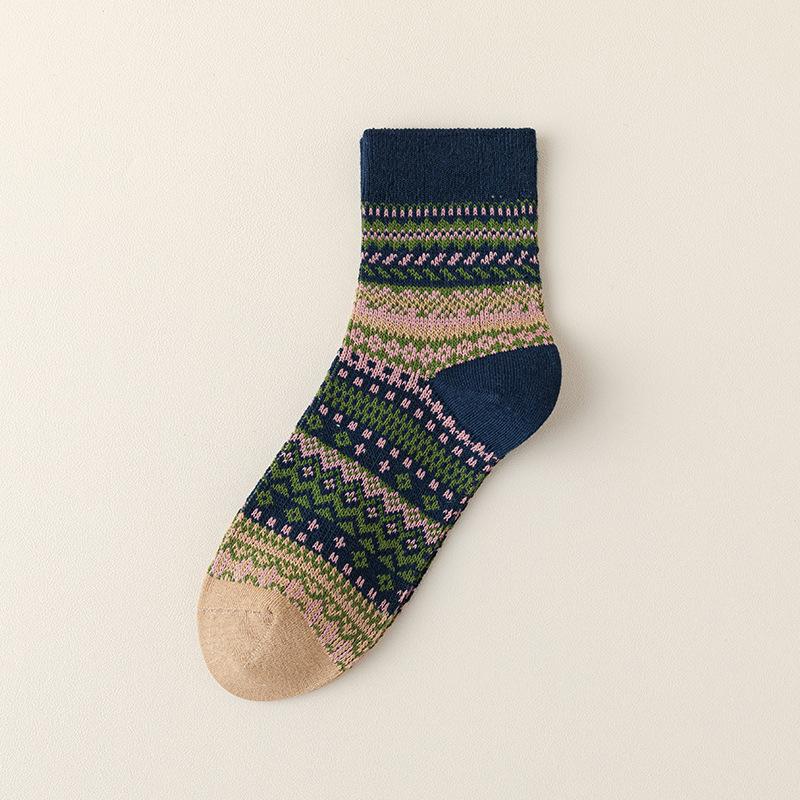 5 пар носков для девочек осень-зима ретро мода новые барабанные хлопковые