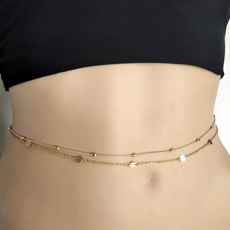 Sexy Double Layer Colorful Stone Chain for Women Crystal Butterfly Waist Bead Belly Chain Belly Belt Summer Beach Body Zircon