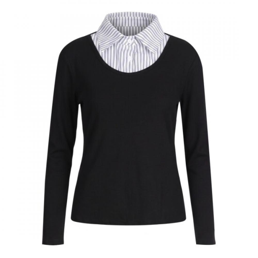 Shop Women S Collar ShirT Layered Slim Long Sleeve T ShirT Black mSe wSh260037