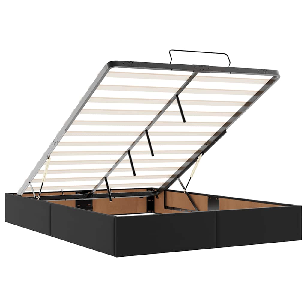 Ottoman Bed with Mattress Black 140x190 cm Faux Leather