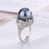 Jewelry Copper Platinum Plated Pearl Premium Vintage Ring Women 14Mm