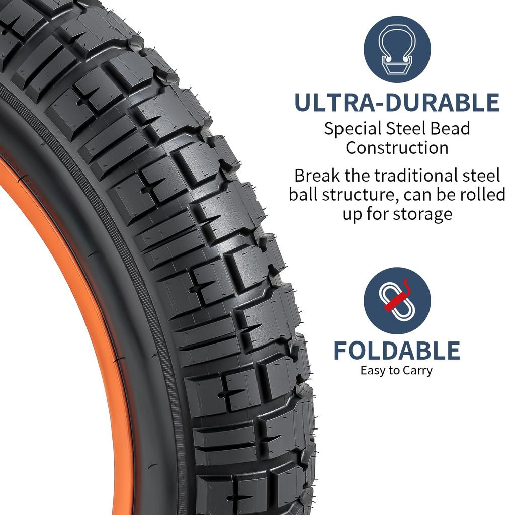 Set of 20 Bicycle Tire Tube Thick American Valve Tire Bicycle Tire Fat Bike Tire Mountain Bike Electric Bicycle Tire 2, 4.0 Tire, 20x4.0 + 32mm,