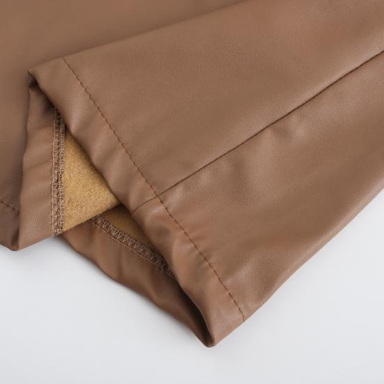 Men Jacket Turn-down Collar Smooth Solid Color Faux Leather Windproof Streetwear Slim Fit Long Sleeve Men Trench Coat