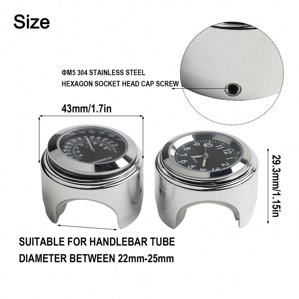 22-25mm Handlebar Clock Clock Watches 7/8\\\" Luminous Function