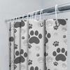 White Shower Curtain With Black Paw Prints Decorative Pet Print Shower Cover For Bathroom – Easy Installation Waterproof Materia