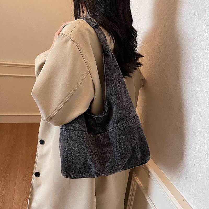 Version Small Fresh Denim Women's Underarm Bag 25 New Simple Shopping Bag Shoulder Commuter Bag