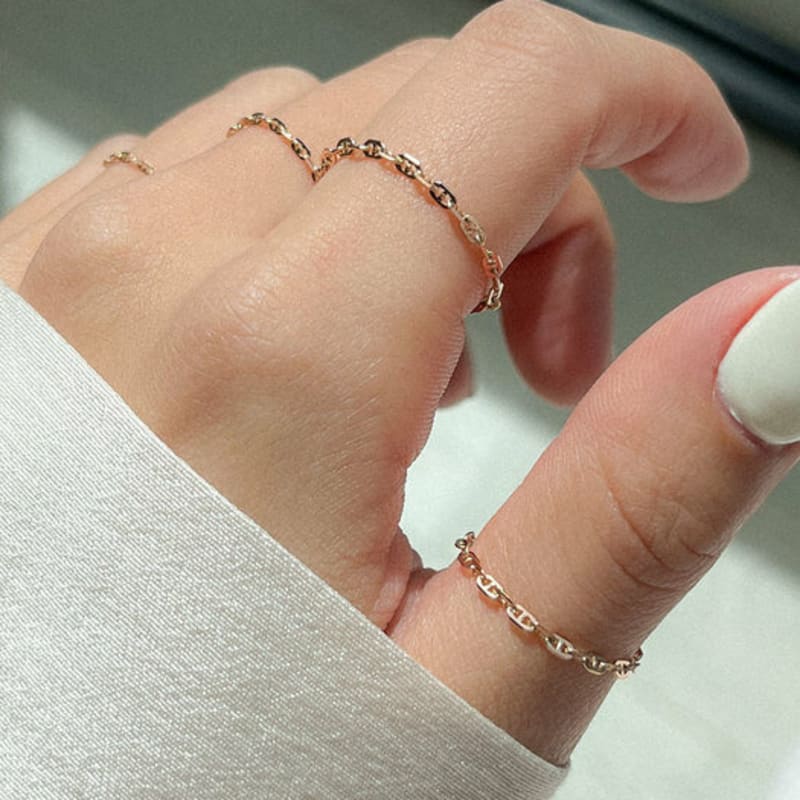 Own Keen Chain Ring (3-pun, 5-pun, 7-pun / 14k gold)