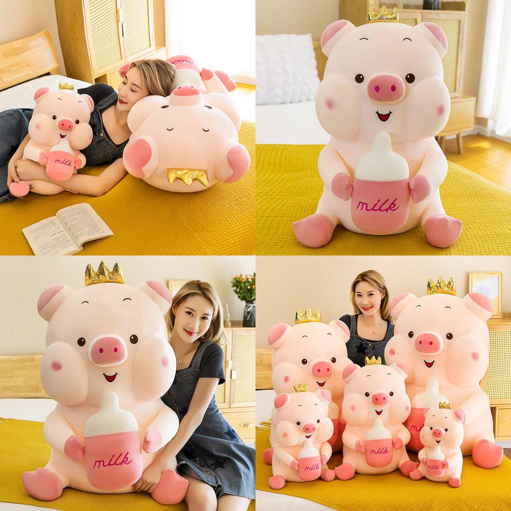 Adorable Crown Pig Plush Toy With Soft Feather Cotton Filling For Kids And Collectors