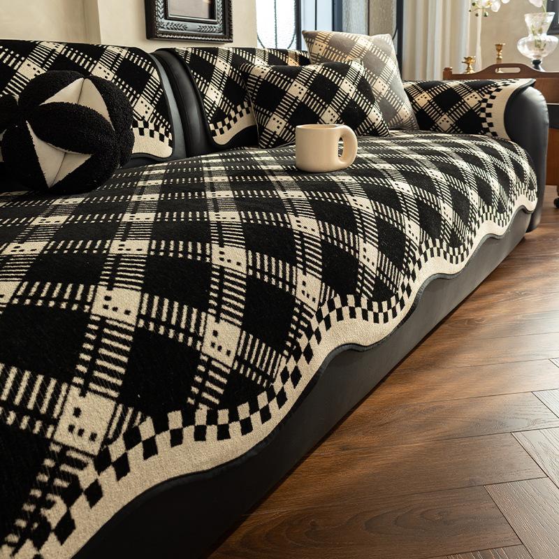Simple Sofa Cover Retro Checkered Striped Couch Cushion New Backrest Protective Cover Suitable For Sofas Of Various Shapes 1Pcs