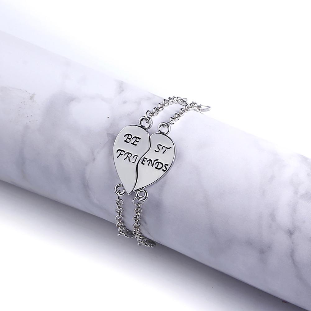 2 шт. Браслеты-банглы «Лучшие друзья» с узором в виде сердца и звеньев, Ювелирное изделие дружбы, Подарок KTJ