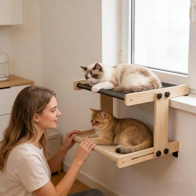 Кошачий насест Кровать Подвесная гамак для питомца Мебель для домашних животных Плавающий кошачий насест Для дома Фермерского дома Квартиры Спальни Балкона Кабинета