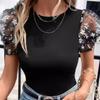 Women's Fashion Casual Summer Spring Solid Color Print Short Sleeve O-Neck Blouses & Shirts