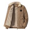Men's Winter Corduroy Jacket, Casual Style, Fleece-Lined Collar, Solid Color, Pocket Detail, Regular Fit, Polyester Filling, Woven Construction