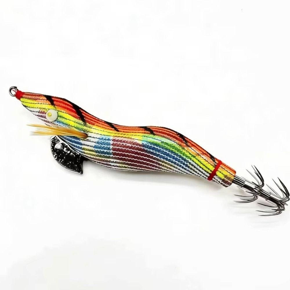 3.0 Size Shrimp Jig Lure UV Poplar Wood Squid Jig Lure Wood Shrimp Lure For Octopus Fishing