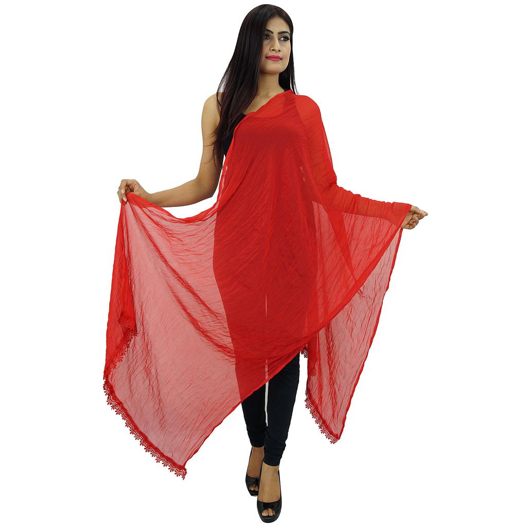 Chiffon Blend Dupatta Long Stole Women Neck Wrap Indian Scarves Chunni Beach