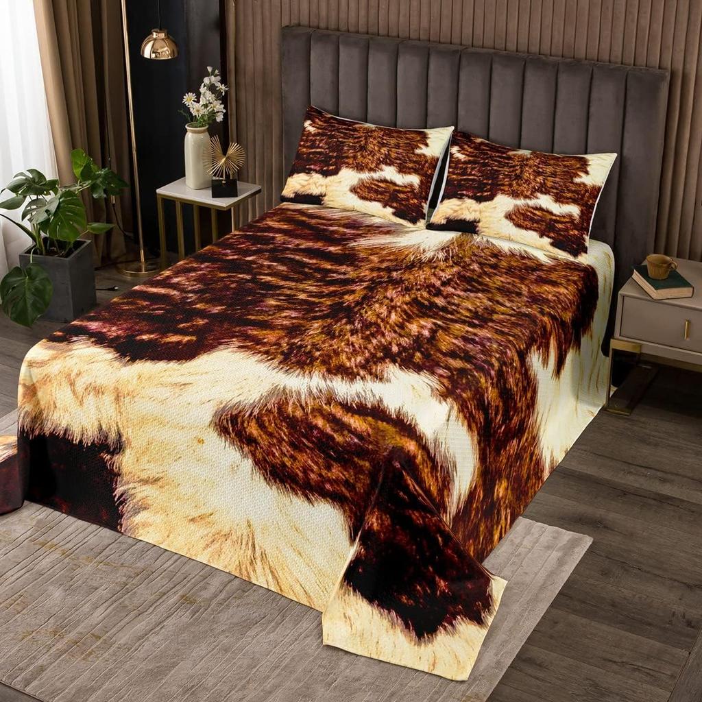 Комплект покрывала из коровьей шкуры Ферма Животное Мех Покрывало Квин/Двуспальный для Спальни Мальчика Девочки 2/3 шт. Западный Рустикальный Ковбой Фермерский Дом Комплект Лоскутного Одеяла