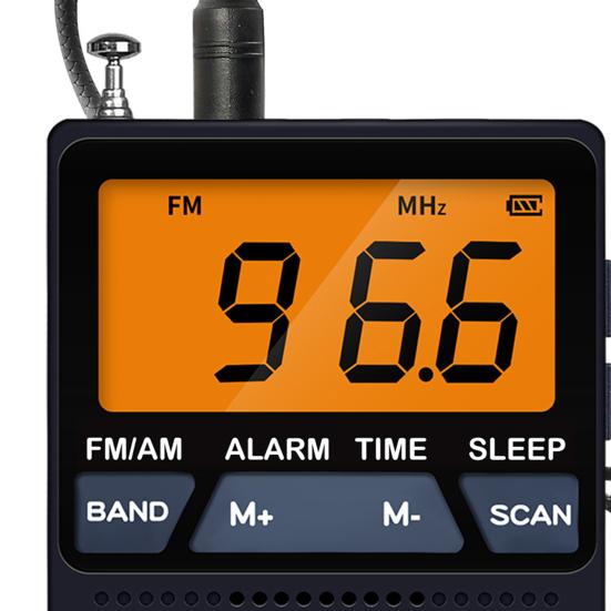 Portable AM/FM Radio Mini 2 Band Radio with Speaker Multipurpose Time Display