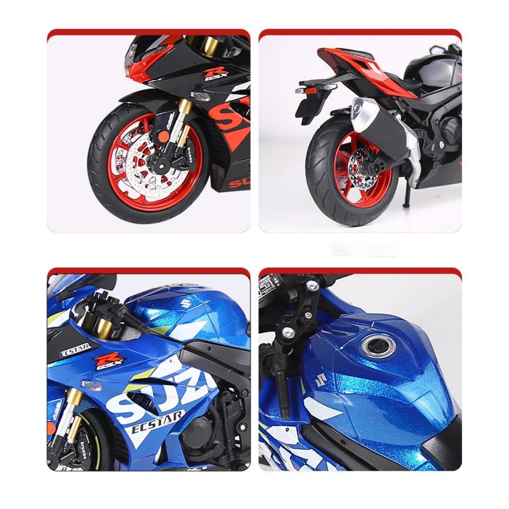 1/12 Suzuki GSX-R1000R Alloy Sports Motorcycle Model Diecast Toy Street Cross-Country Motorcycle Model Sound and Light Kids Gift