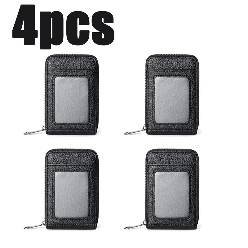 1/2/4 шт. Сумка для кредитных карт, держатель для карт из ПУ кожи, портативный короткий чехол для банковских карт, сумка-органайзер для карт, мужской женский кошелек с карманом на молнии