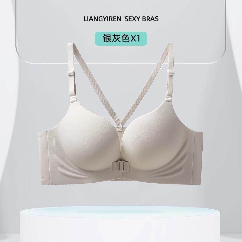 Traceless front buckle female deep V sexy comfortable anti-sagging beautiful back integrated bra cover summer thin