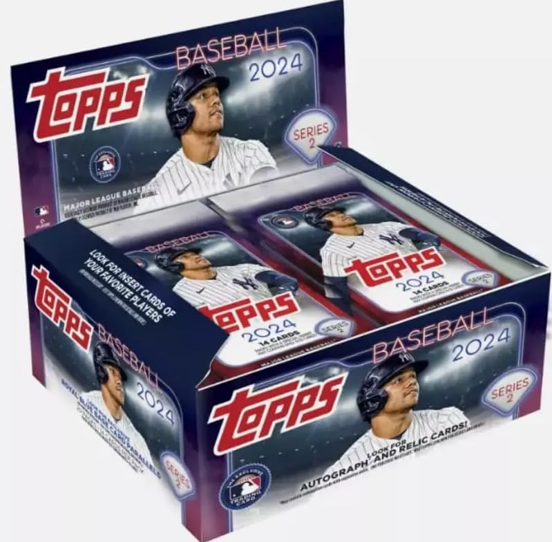 Коробка для розничной продажи бейсбольных мячей Topps Series 2 2024 года.