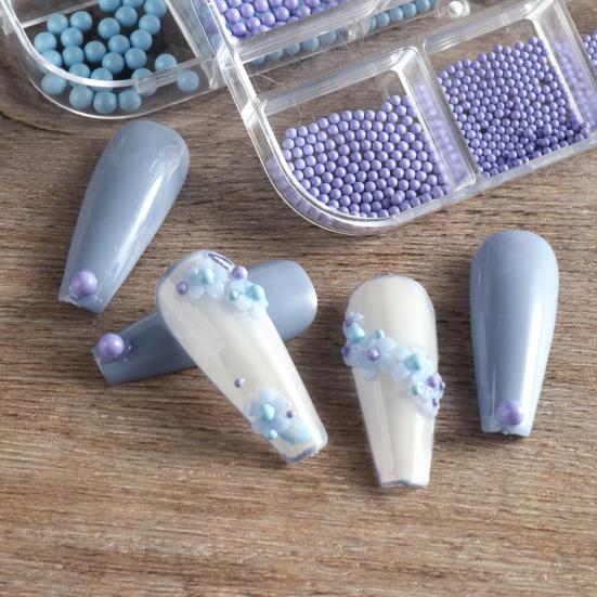 6 сеток/коробка ювелирных изделий для ногтей. Изысканные легкие многоцветные макароны «сделай сам», полный круглый жемчуг для дизайна ногтей.