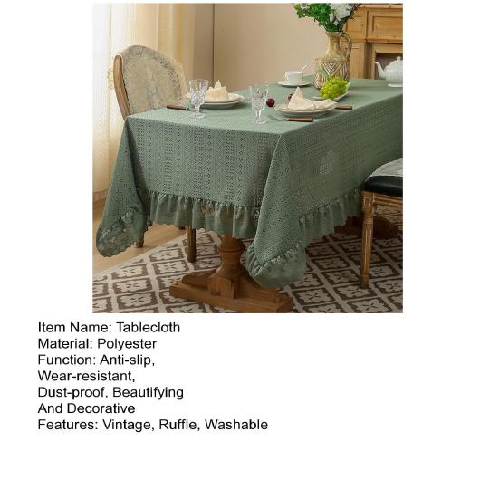 Винтажная скатерть с кружевной оборкой, стирающаяся, французская деревенская, с вышивкой, скатерть для украшения стола на день рождения, свадьбу, банкет, вечеринку, чехол на обеденный стол