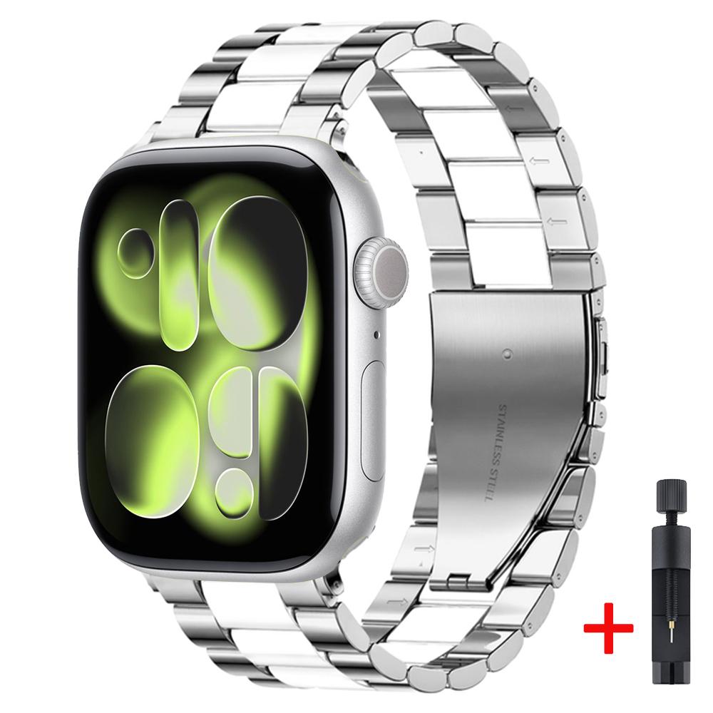 Металлический ремешок для Apple Watch 46мм 42мм 45мм 44мм 40 41мм Ultra 3 2 1 49мм Модный браслет iWatch Серии 11 10 9 8 7 6 5 SE3