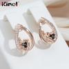 Серьги Kinel Heart из розового золота с блестящим черным цирконом