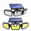Human Body Induction Solar Garden Light LED Three-head Wall Light Outdoor Waterproof Garden Wall Light Path Light