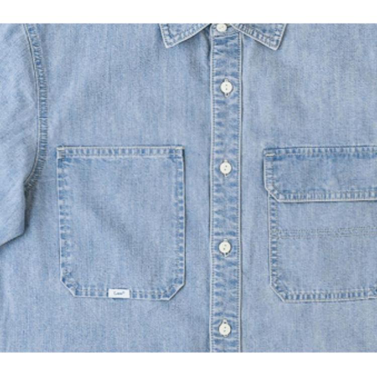 Lee Shirts Men's Square Collar Moderate Denim LMT006934203
