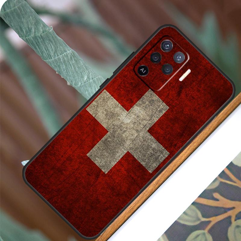 Switzerland Swiss Flag For OPPO A53S A57S A54S A38 A78 A58 A79 A15 A17 A77 A16 A76 A96 A52 A72 A5 A9 A94 A74 Case