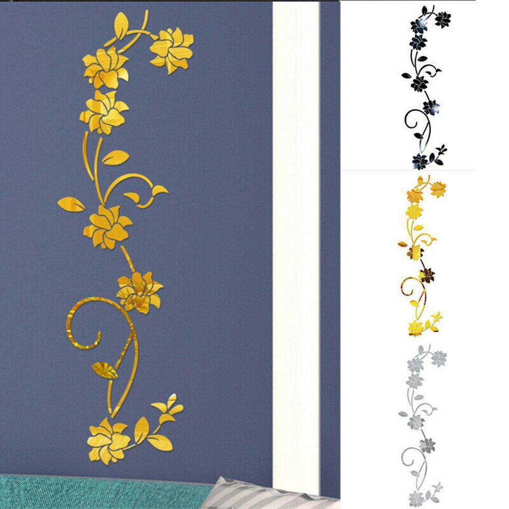 Acrylic Art 3D Mural Flower Shape Decal Mirror Wall Stickers