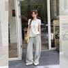 Летняя красота ootd чувство стиля абрикосовый вязаный уникальный короткий рукав футболка женский узкий узкий узкий шикарный топ