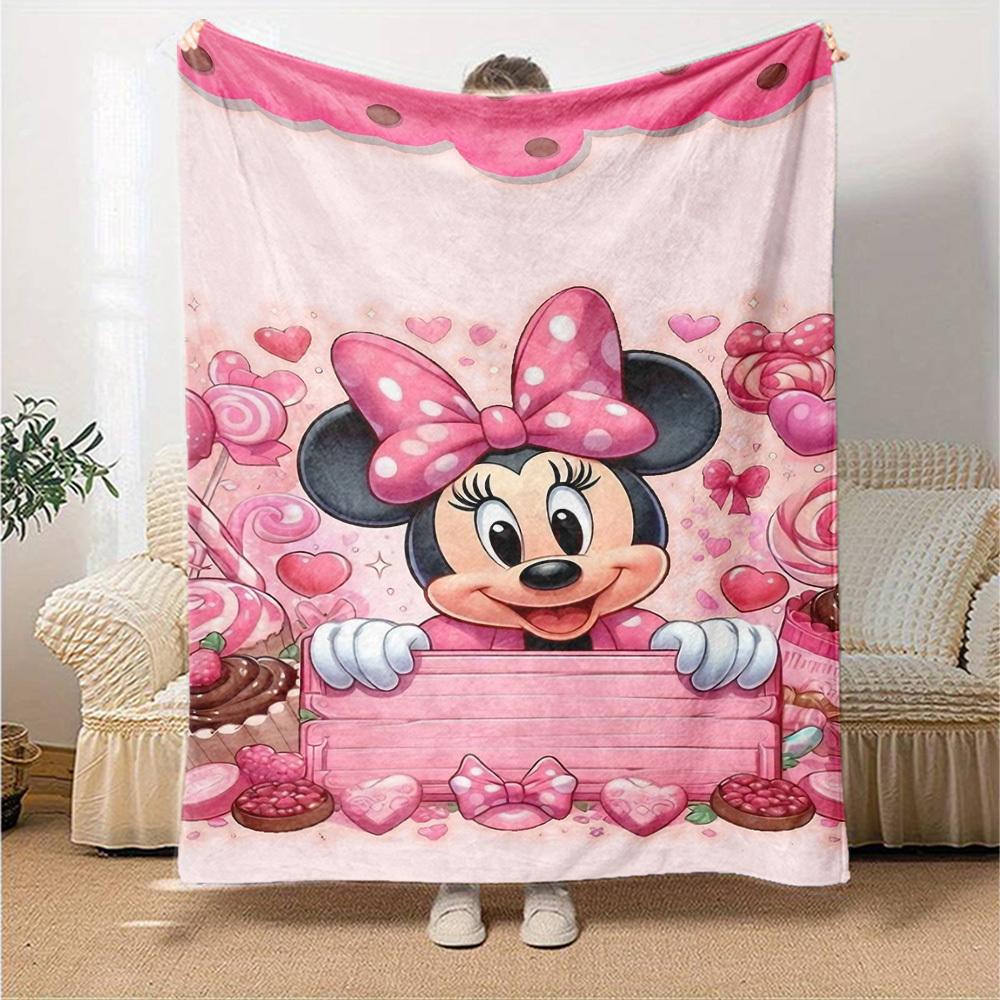1pc Minnie Mouse Sweet blanket Lightweight Flannel Throw for Sofa Bed Travel Camping Livingroom Office Couch Chair